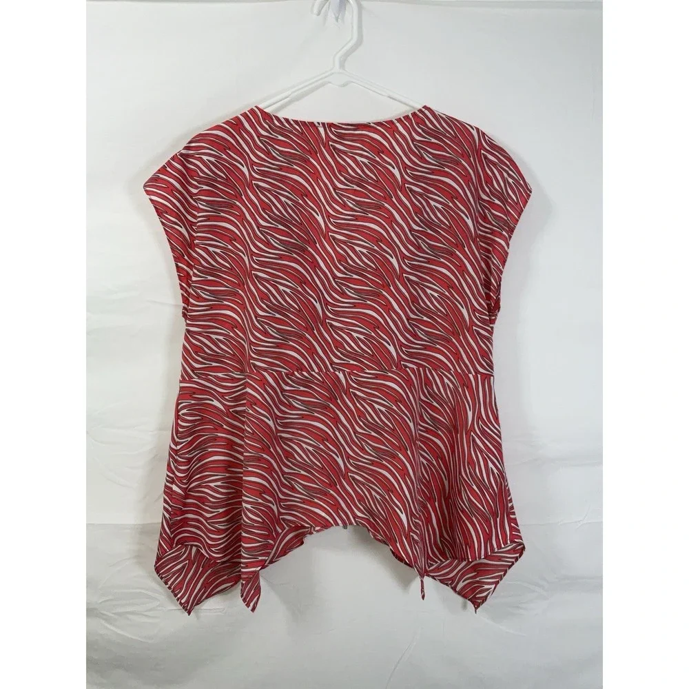NWOT Women's Michael Kors Zebra Chain‎ Handkerchief Hem Blouse Red - Small